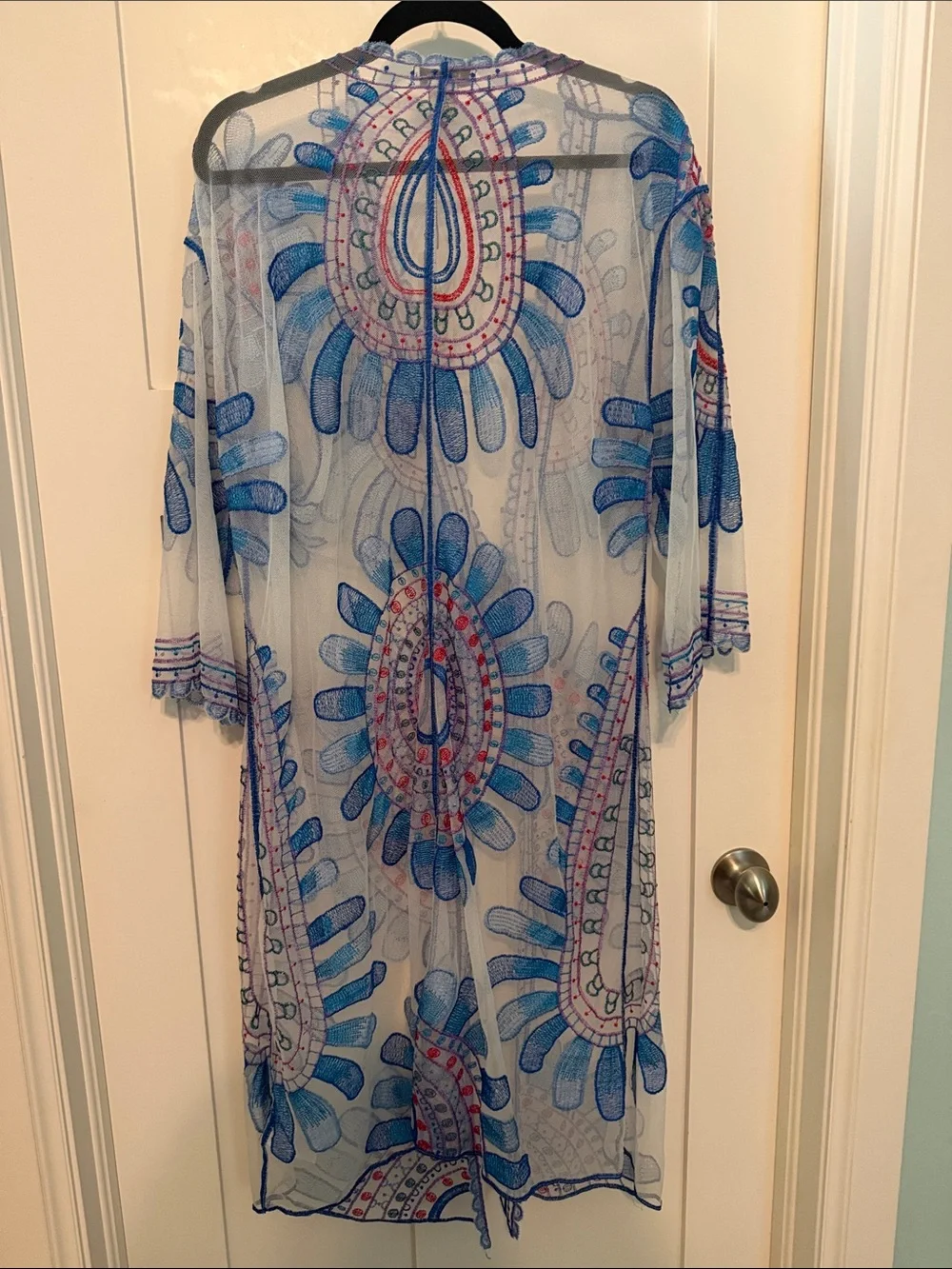 Rachel Zoe Blue Embroidered Sheer Dress Cover-Up - Picture 5 of 9